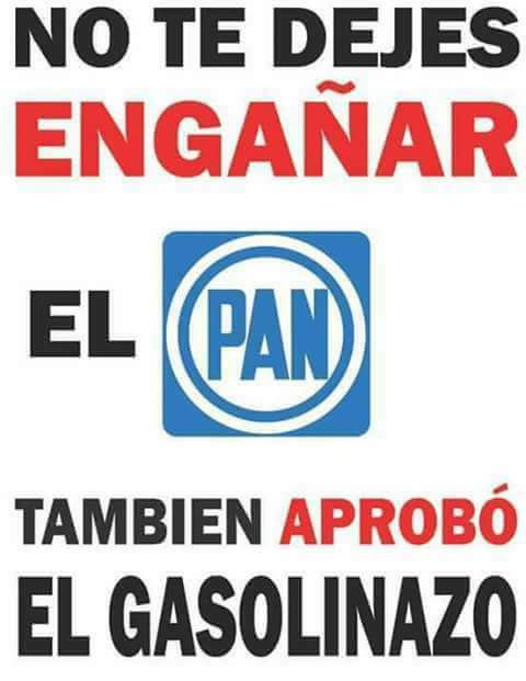 EL_CAMALEON_MX's tweet photo. No te dejes engañar @AccionNacional también aprobó el gasolinazo ellos son igual como el #GobiernoDeA2Centavos https://t.co/T8Cx4nE3Kg