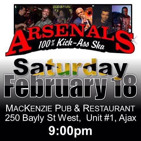 LAB_Productions's tweet image. The Arsenals #Ska band are live right now at MacKenzie Pub &amp;amp; Restaurant in #Ajax... Oh baby!! #ArsenalsSka #LiveMusic #Reggae #ArsenalsBand