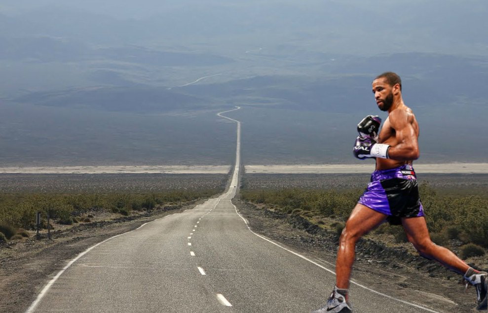 UncleMayweather's tweet photo. Lamont Peterson hitchhiking home after his win in them short ass purple trunks. #BronerGranados #boxing https://t.co/tlGPjTiBBR