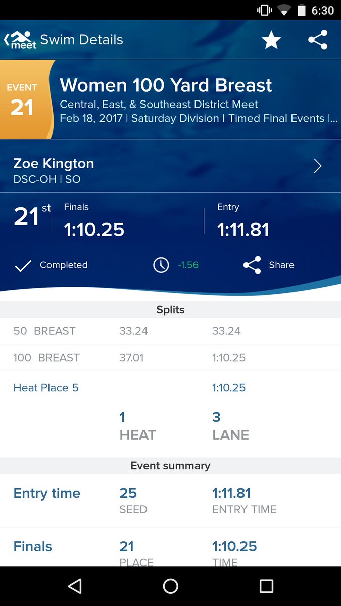 SciotoSwim's tweet photo. Zoe Kington sets NEW SCHOOL RECORD in the 100 Breast (1:10.25) #GoIrish #SchoolRecord #Districts17 https://t.co/OXjpSu4t2A