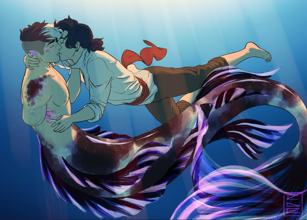 Mermaid Shiro and pirate Keith for my <a href="/sheithlentines/">Sheithlentines</a> gift for <a href="/Yuukibozu/">Dimitri's Tapeworms 💙🦁</a>! Sorry for the delay, I hope you like it! ❤️🖤