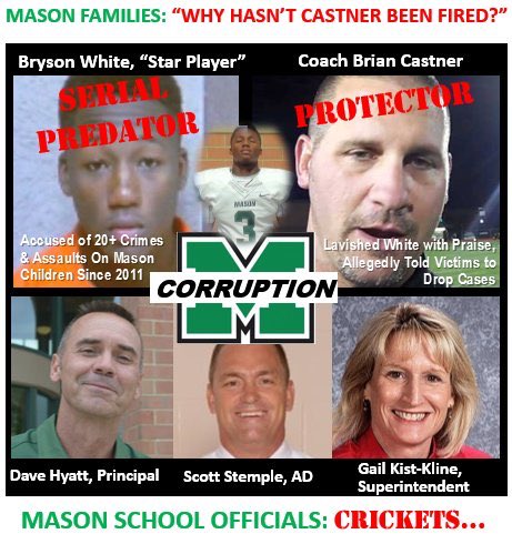 FireCastner's tweet image. MASON FAMILIES: Don't let your child be the next victim. Tell @MasonSchools Officials to DO THEIR JOB #LGL LGL