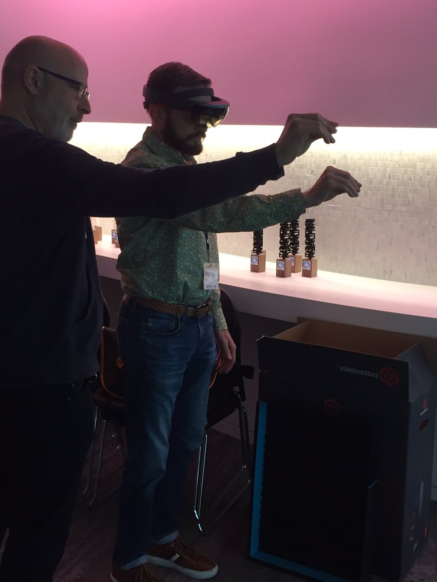 fkp_inc's tweet photo. #FKP principal Alan Black testing out the @HoloLens @RealityReboot with @hschargel #AugmentedReality #architecture #design #planning https://t.co/EbFE1yl764