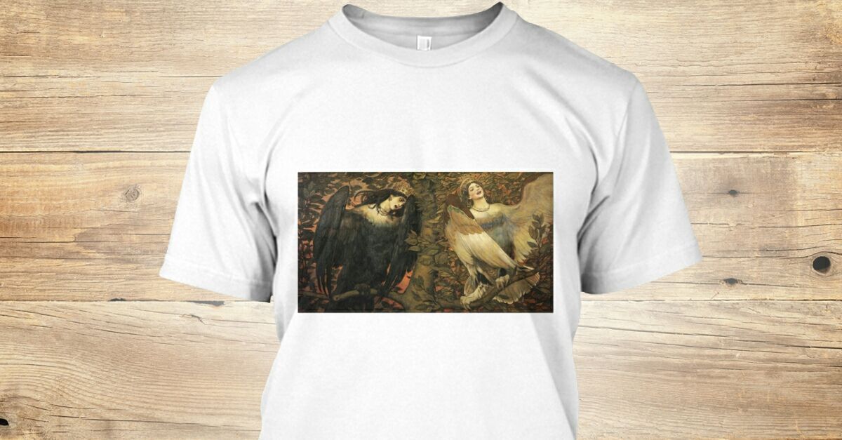 HistoryOfRus's tweet photo. Check out Sirin & Alkonost #merch! https://t.co/TduT62gCz7 #RussianArt #RUmerch #Tees https://t.co/ANEudi7SWv