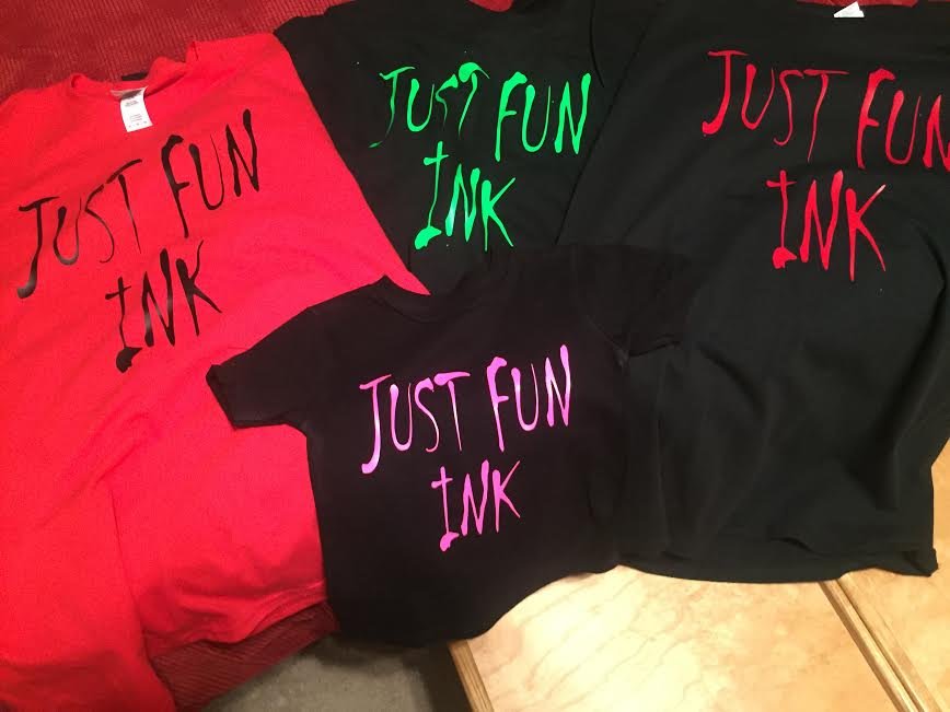 justfunink's tweet photo. A few of our Just Fun Ink Shirts! Check out https://t.co/nxBNVq3kPn to get your own custom shirt made. #tshirt #contest coming soon https://t.co/EsxXAoEgtS