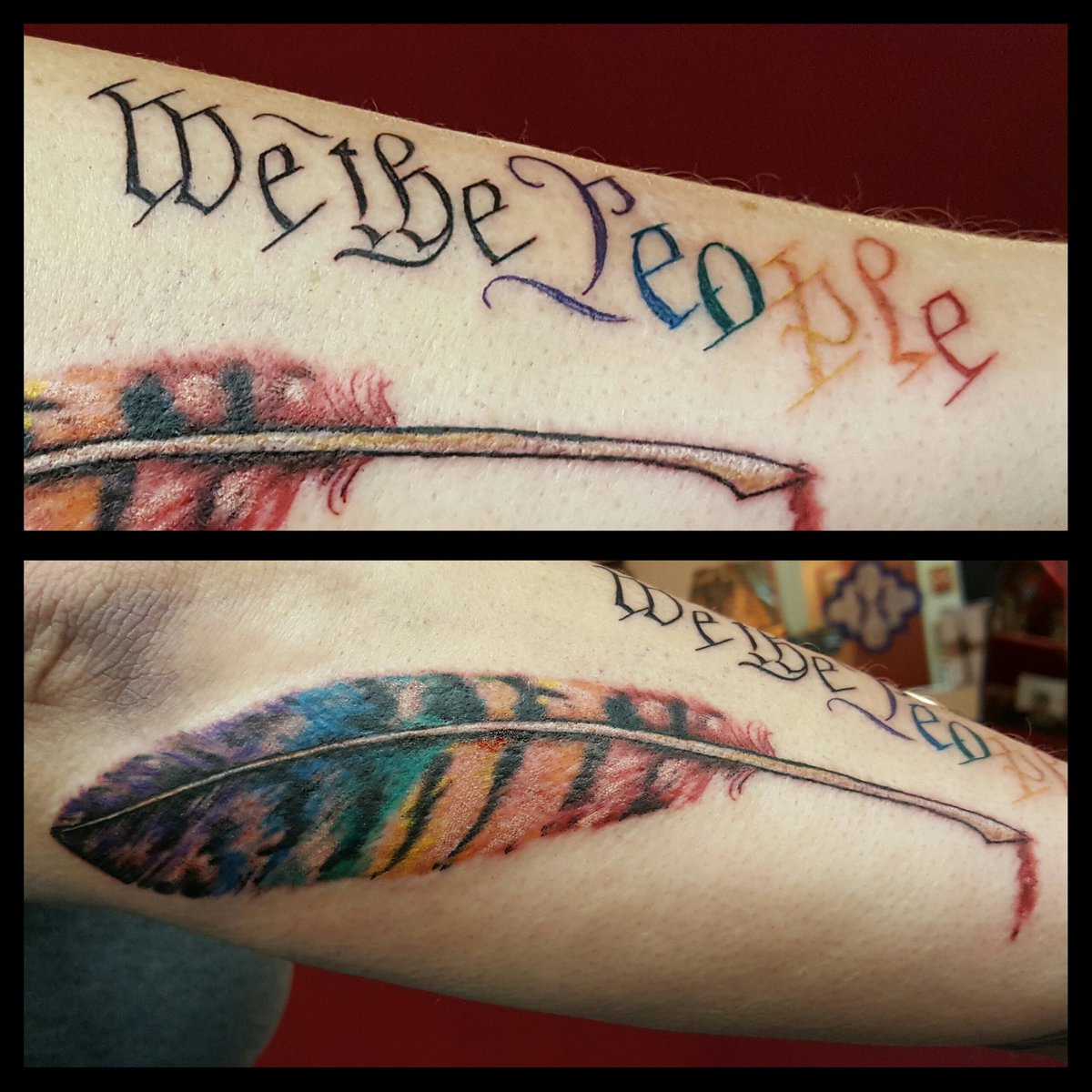 SoCalTattoo's tweet photo. Done today by Terri Morgan!
#socaltattoo #tattoo #tattooartist #terrimorgan #nofilter #color #feather #wethepeople #forearm #rainbow https://t.co/4FP6t7Nnhu