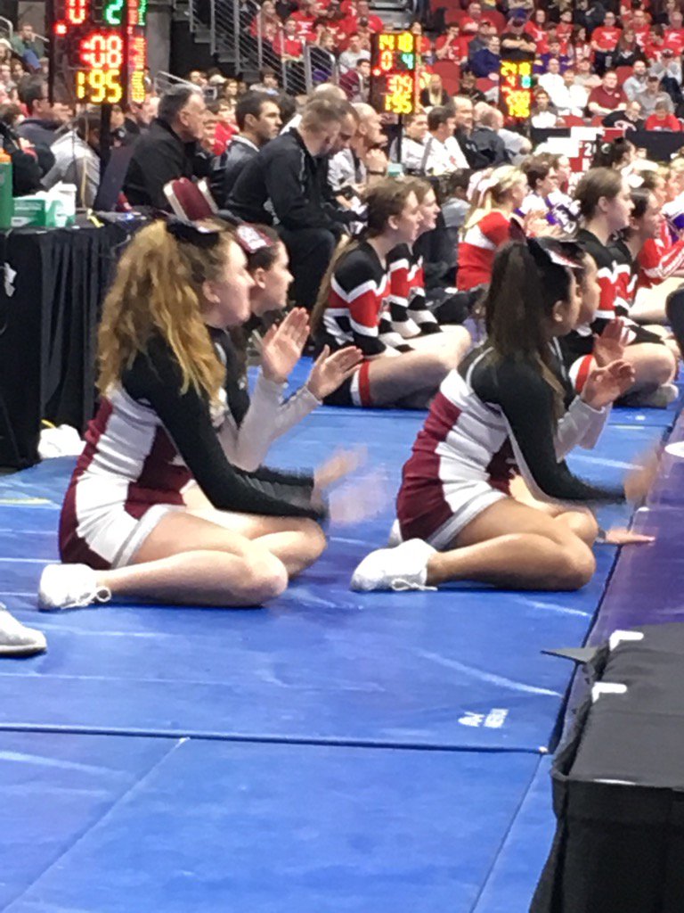 coachlaughrun's tweet photo. "4 years of wrestling cheerleading on the floor tonight for Kaden."- Steph https://t.co/9SIH9aCtuC