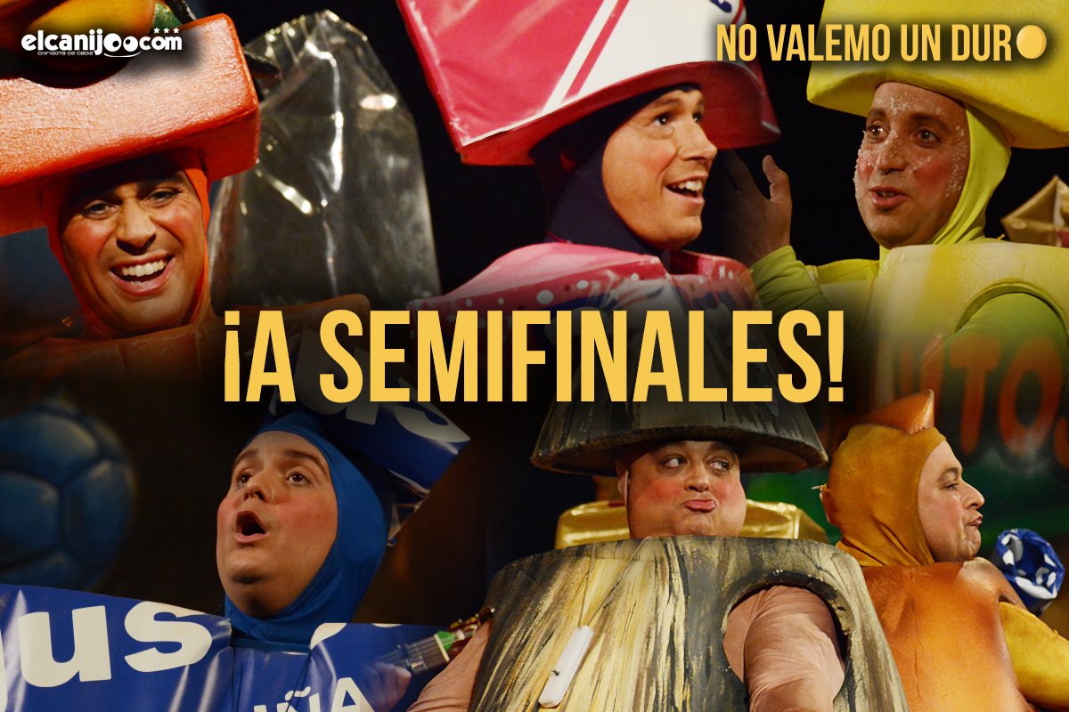ChirigotaCanijo's tweet photo. ¡Estamos en Semifinales! Nos vemos el Lunes en el Gran Teatro Falla 🍭🍬 #NoValemoUnDuro https://t.co/uCH9K5AhHX