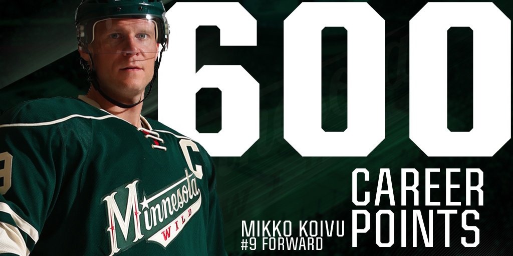 #CapFinn Koivu! 3-0! His 600th @NHL point! #NSHvsMIN https://t.co/vmNGHgSTiq