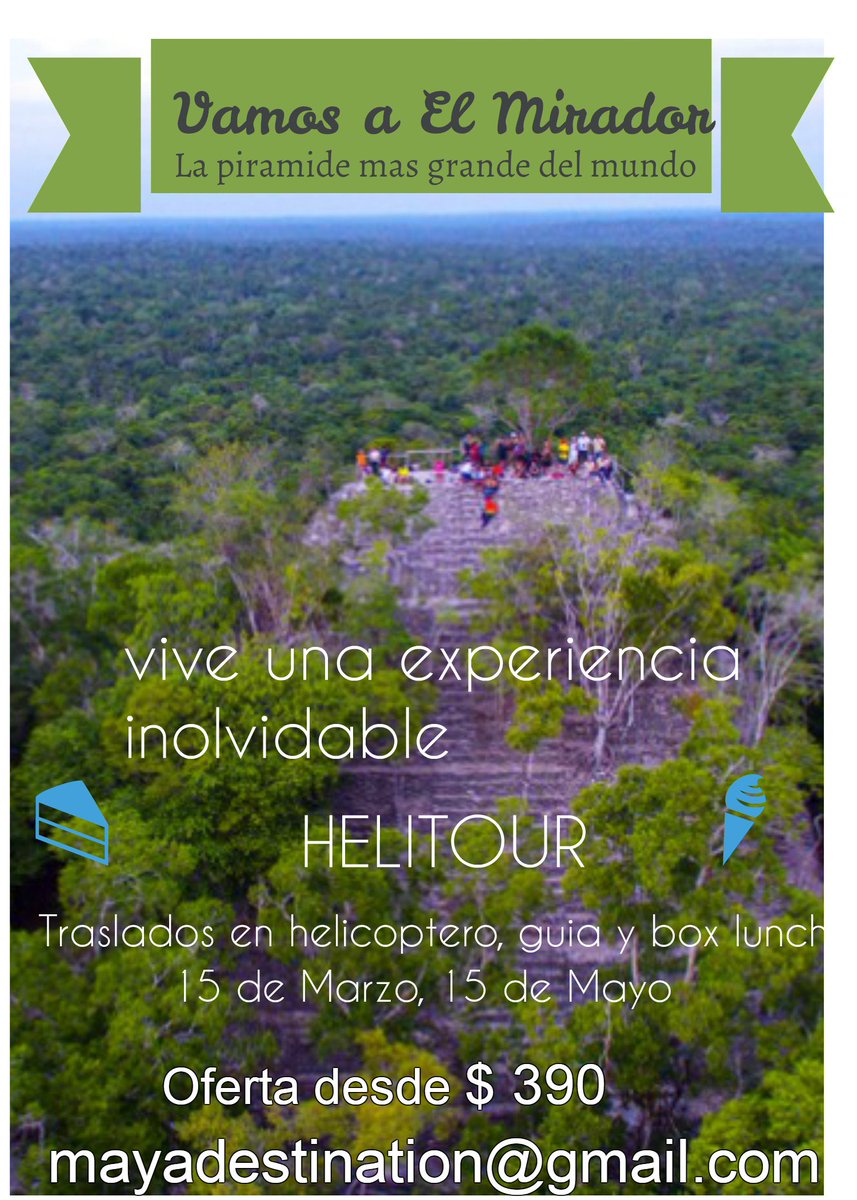MayaDestination's tweet photo. Tour en Helicóptero sobre la Ciudad Maya,
#Helitour #Tikal #Ruinas #Mayas #CiudadMaya #Guatemala
#ElMirador #LaDanta #Tapir https://t.co/0uip7jM1z4