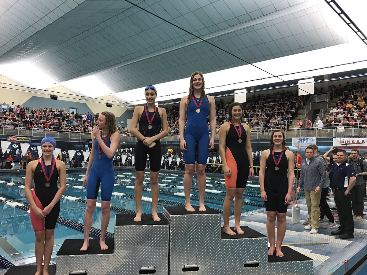 SkylineHS's tweet photo. Becca Goodson takes 1st at State Swim in the 500 yard Freestyle. Way to go Becca. 🏊🏊🏊🏊 https://t.co/thgi36FX8n