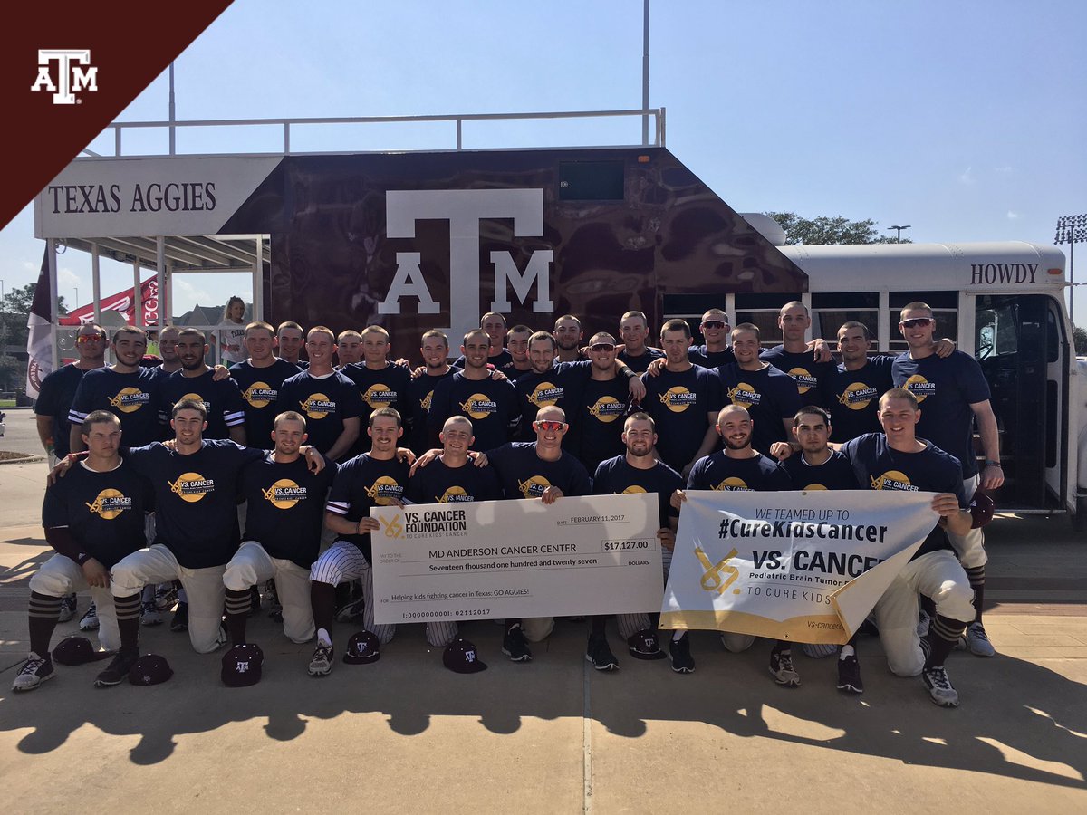 AggieBaseball's tweet photo. A huge thanks &amp; Gig 'Em to all who join us in the fight to #BTHOKidsCancer &amp; helped raise more than $17,000 for @Vs_Cancer this year! https://t.co/a0780GTkcm