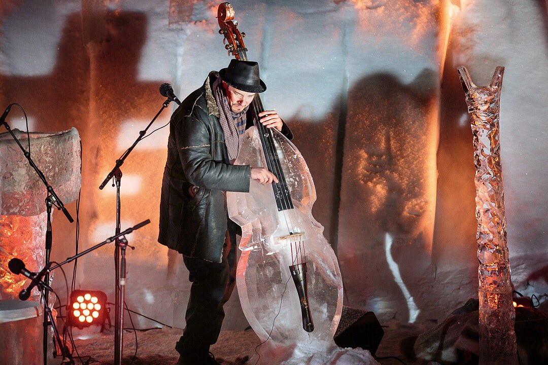 Introducing <a href="/steinarraknes/">steinar raknes</a> on *Ice Bass* from last night's #icemusicfestival2017 concert *North Pole South Pole* expect more icy sounds 🎶❄️