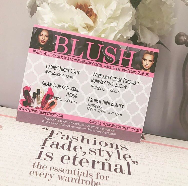 BlushLuxury's tweet photo. We are open and ready! Walk-in with 2 friends and show this flyer to receive $40 in free #cosmetics. #getblushed #VDay2017 #browardevents https://t.co/7cE5CEah5R