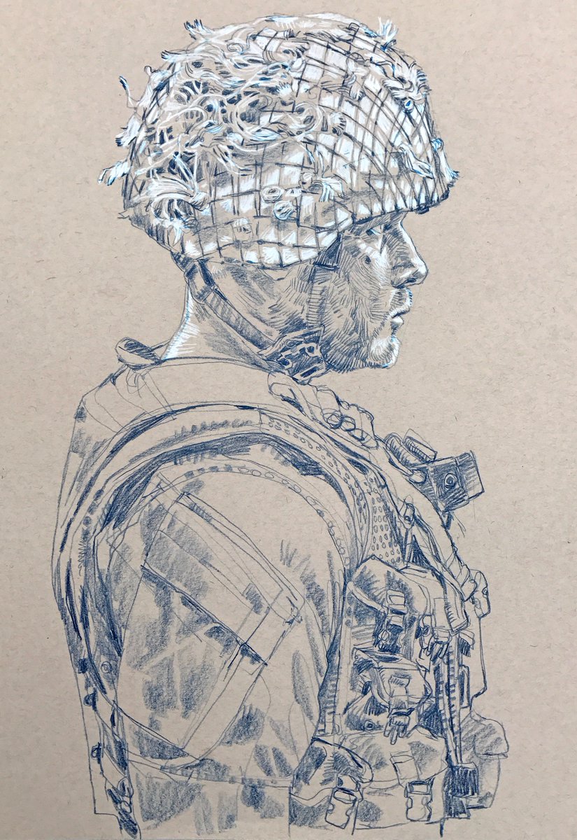 newsillustrator's tweet photo. Canada in Ukraine. Sketch in progress @CanWarMuseum @CanadaNATO @CanadianForces @NATO @MichaelDFay1 #2RCR @CanadasMilHist #OPUnifier #sketch https://t.co/sFiGgcjdtM