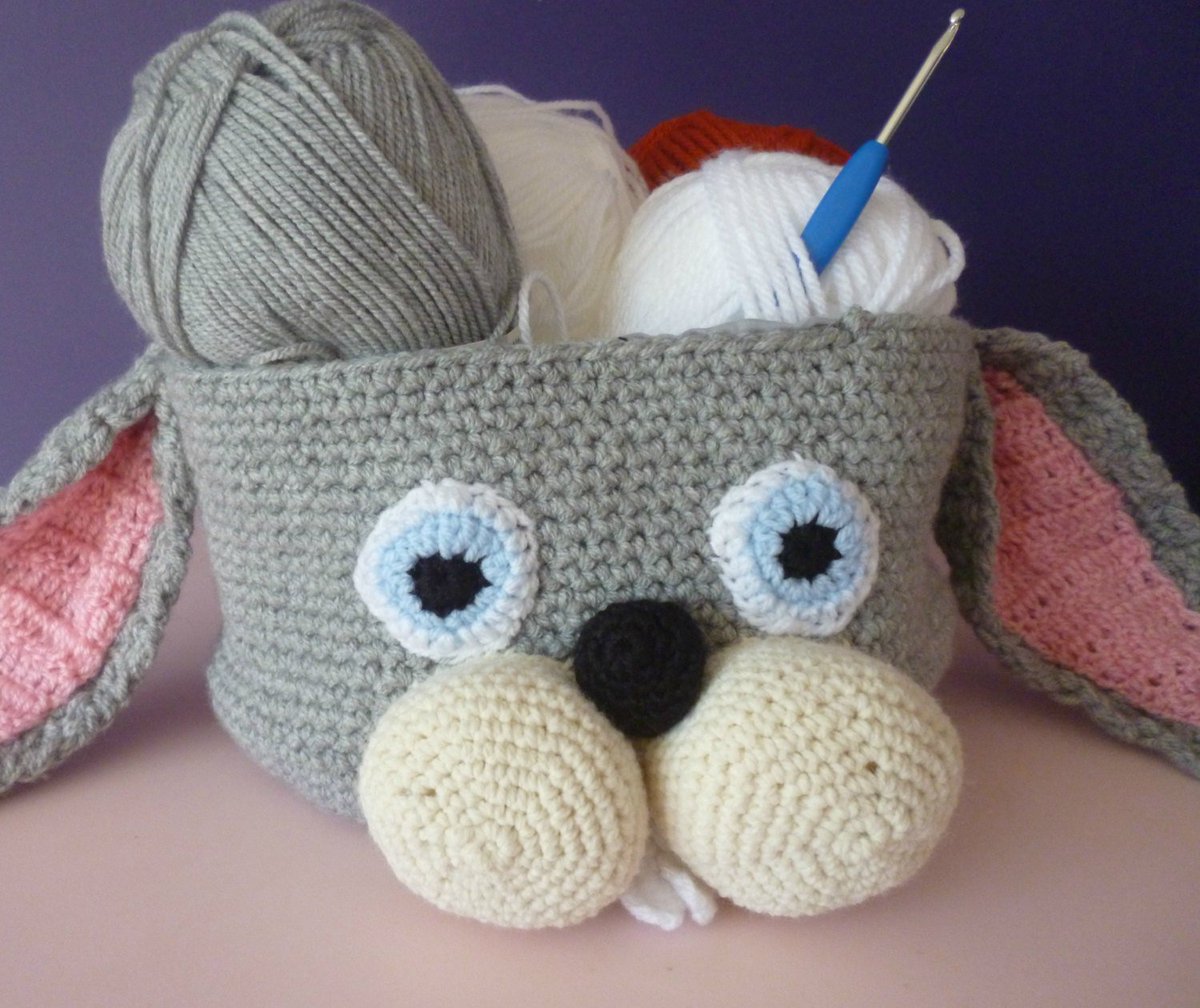 khaosandkismet's tweet photo. crochet basket, bunny basket, rabbit basket, yarn basket, craft basket… https://t.co/XLstqT7TMn #Crochet #GrayRabbit https://t.co/dljOGNQTh3