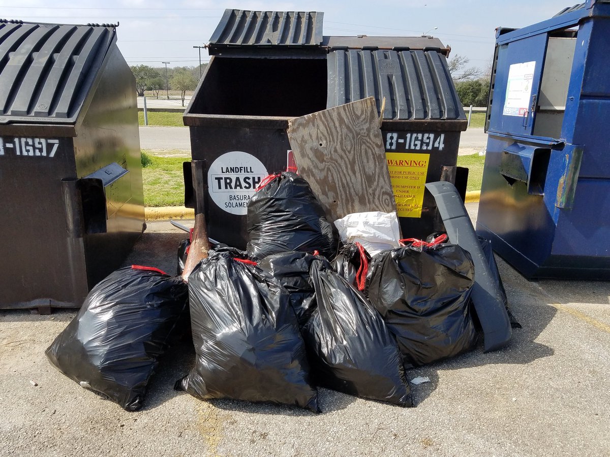 EnviVick's tweet photo. Thank you awesome APES students!  They picked up 12 bags of trash.  Mcneil Road looks much better! @MHSMavs https://t.co/2GkVcu7LJL