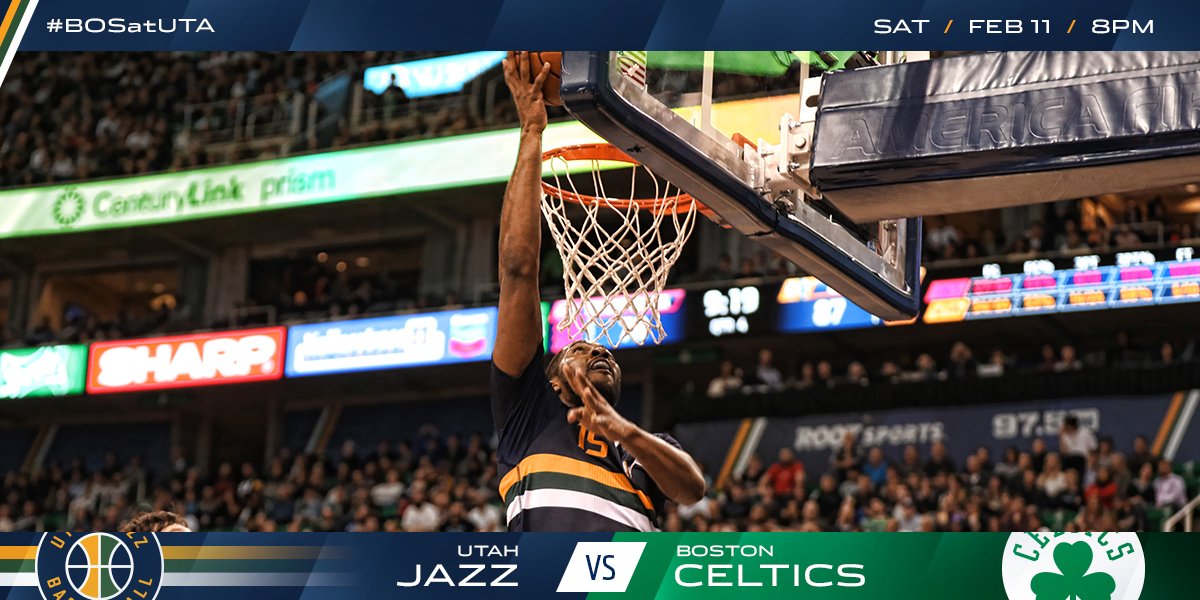 🏀: #BOSatUTA 📺: @ROOTSPORTS_RM 📻: @1280sports 📍: @vivintarena 🎟: tinyurl.com/jazzvsceltics ⏰: 8pm MT #TakeNote https://t.co/Q4sQs0juW8