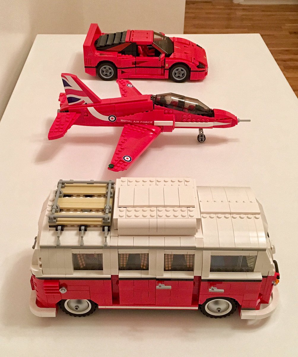 MikeLingPilot's tweet photo. Red LEGO! The Ferrari &amp; VW are already available as sets but if you like the Red Arrows Hawk, please vote here: https://t.co/LDcwXIgxNx https://t.co/2fjHYMnkoC