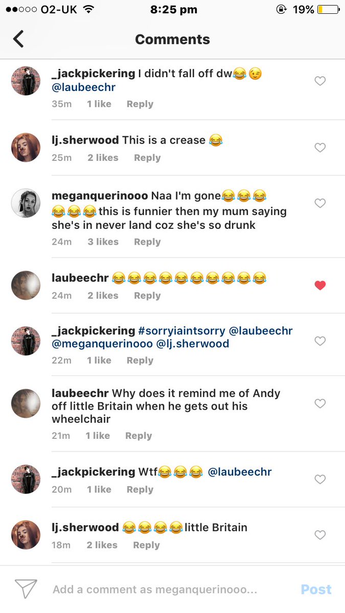 meganquerino's tweet image. When jack tells us to comment on his recent, and gets mullered😂😂😂