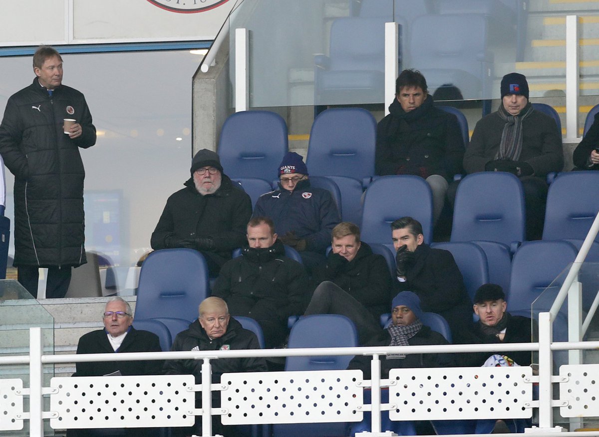 jonathanl50's tweet photo. Eddie Howe, @Rich22Hughes and Chris Coleman among the onlookers at the Mad Stad today #readingfc #afcb https://t.co/hJNeYJ99DK