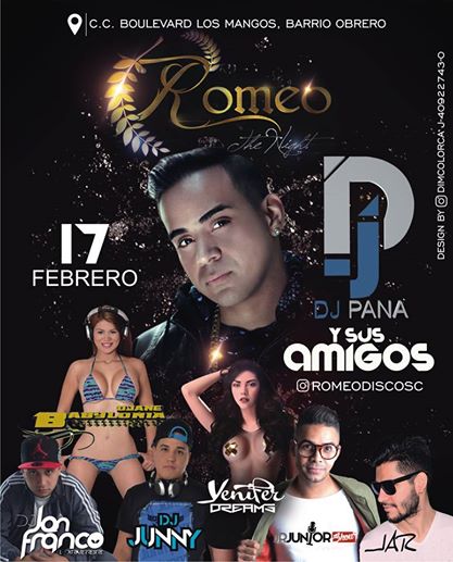 romeodiscosc's tweet photo. 17 Feb Romeo Disco, Te trae un Show  Imprecendible   @djpana y sus Amigos @janfrancodj @djane_babylonia @djjunny @jrjuniorshow y muchos más https://t.co/gVlq58kkQj