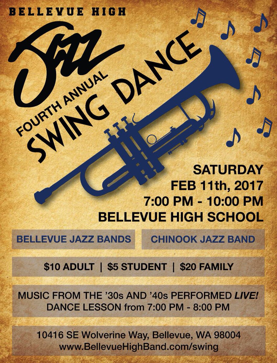 Listen to some  #jazz. Dance some #swing. A fun community event tonight in #Bellevue.