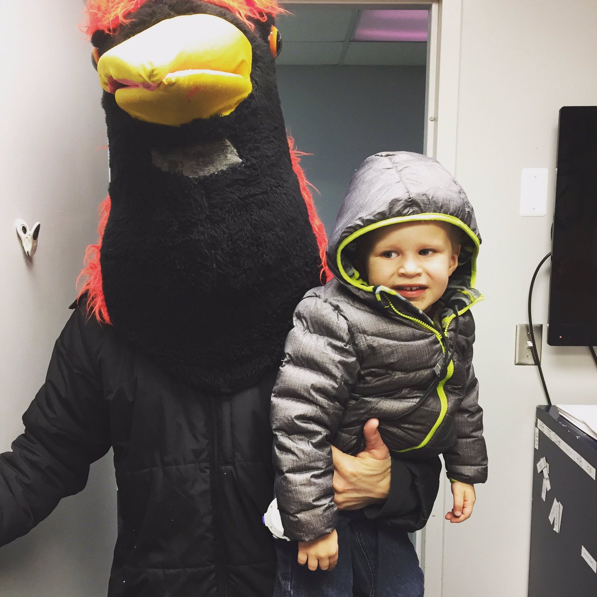 lcschu's tweet photo. Corky captured Griffin! Or is that daddy?? Pretty much the same person either way. @coachschu44 @cuaacardinals @cuaa_football @cuaa https://t.co/MHHGUvf7rO
