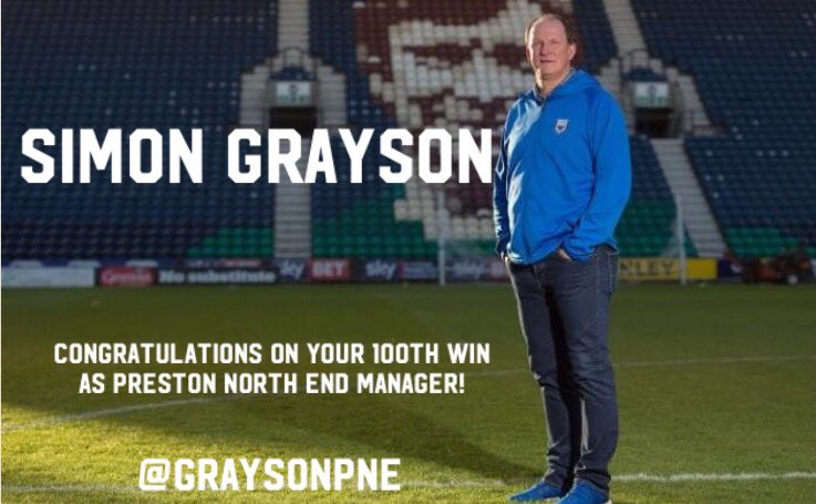 DeepdaleTalk's tweet photo. A massive congratulations to Simon Grayson who today claimed his 100th win as Preston North End manager!ππβ½οΈ
#pnefc #CongratulationsSimon https://t.co/DGBA3B7E17