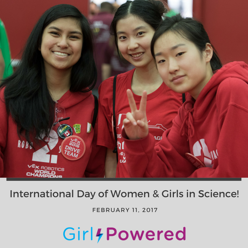 REC_Foundation's tweet photo. Celebrating Int'l Day of Women &amp; Girls in Science &amp; grateful for ur support of #GirlPowered! #WomenInScience #omgrobots #WomenScienceDay https://t.co/m9EIib1UsR