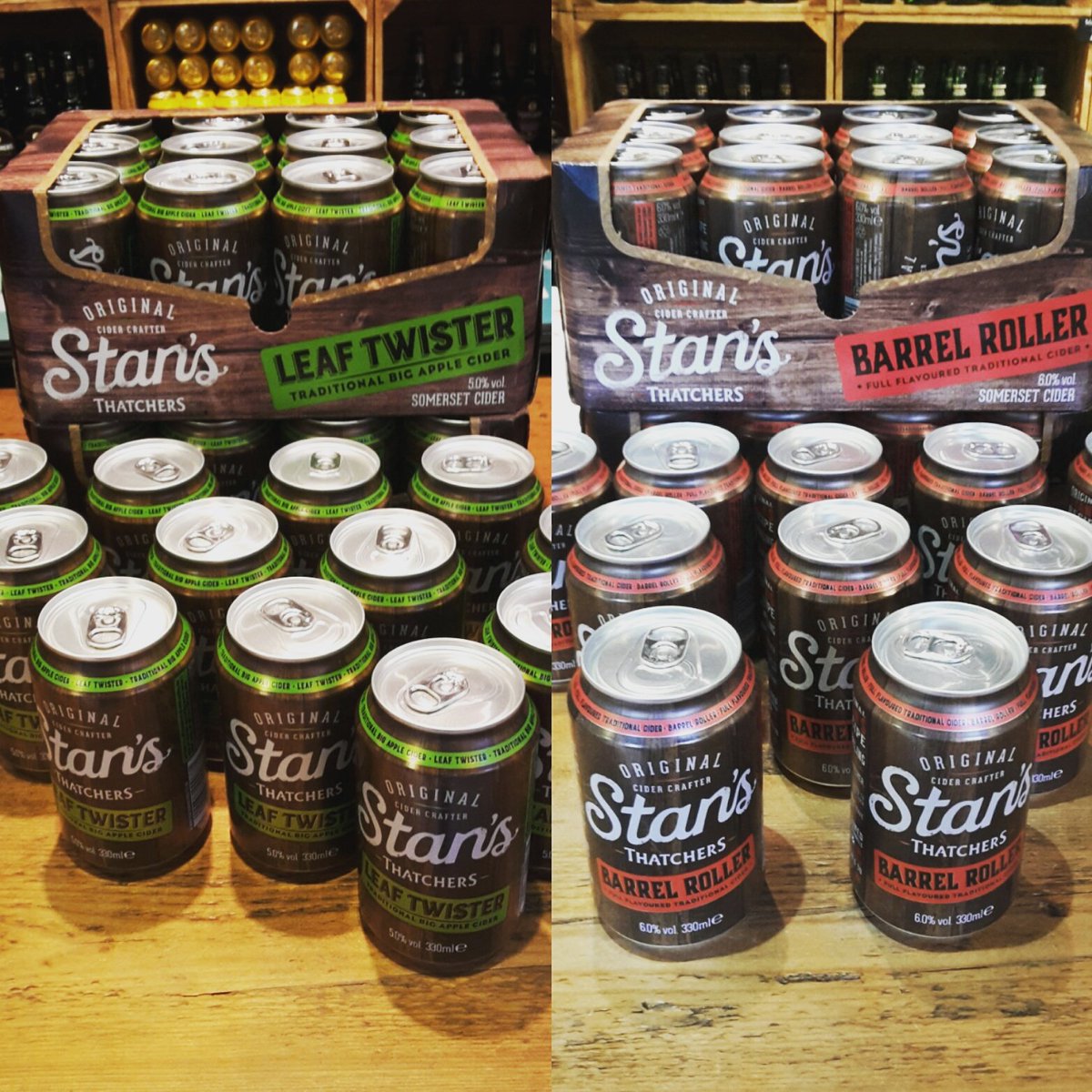 Ianrichmo's tweet photo. Nice surprise today in @thatchers_cider store. New canned cider - #valentineday sorted π #leaftwister #barrelroller https://t.co/PTjP7Mskcw