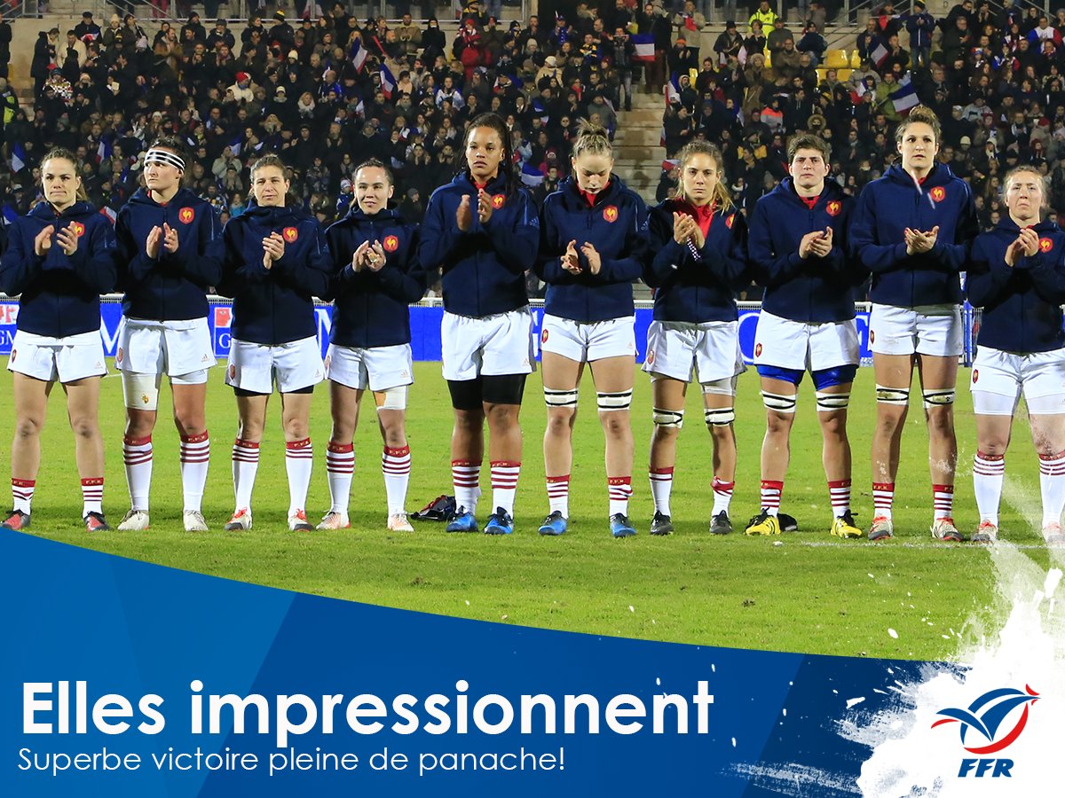 FranceRugby's tweet photo. #FranceFéminines Bravo pour cette performance 👏 Les 🇫🇷 ont fait le spectacle ce soir! #soutienslexv https://t.co/jIHWBfeWYa