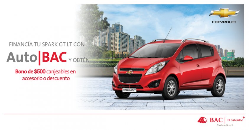 BACCredomaticSV's tweet photo. ¡Viaja con el NUEVO Chevrolet Spark y #AutoBAC! Tenemos la cuota MÁS BAJA y tasa de 8.50%. ¡Llámanos: 2206-4953! https://t.co/YhPalvpnLw