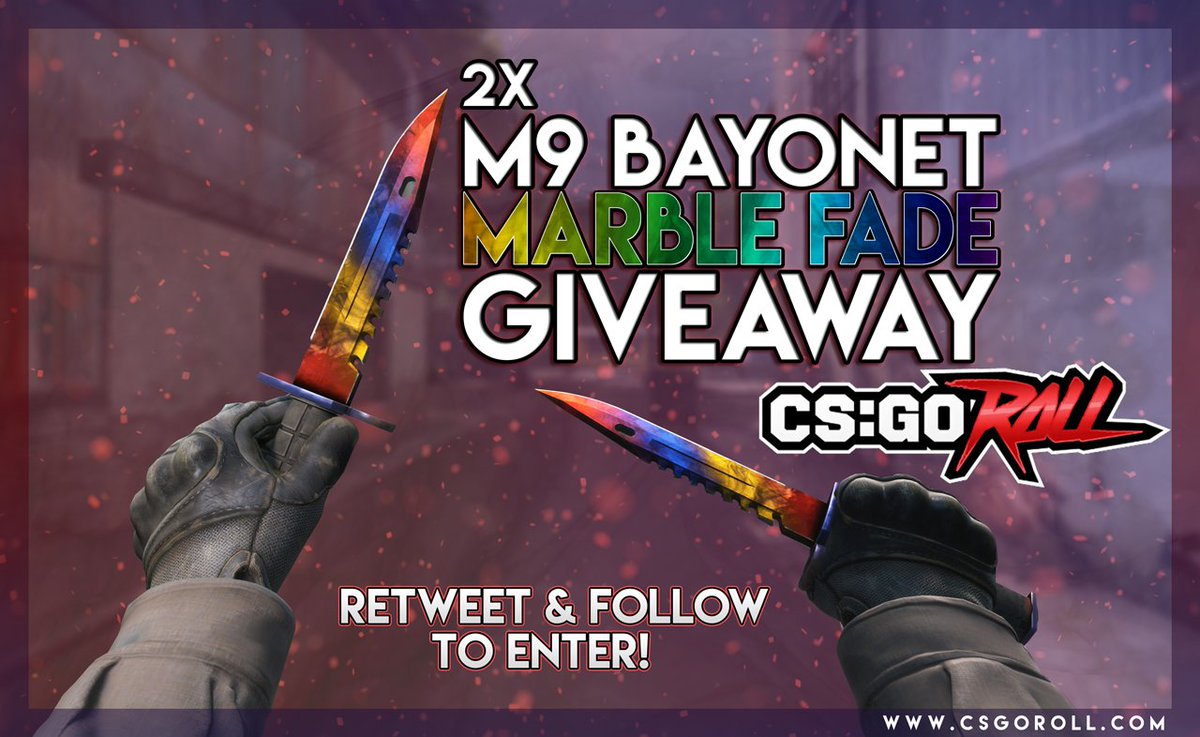 CSGORoll's tweet image. 2 M9 Bayonet Marble Fade giveaway! 
Visit CSGORoll.com 
RT &amp;amp; Follow to win!
Winners picked in 2 weeks. Good luck