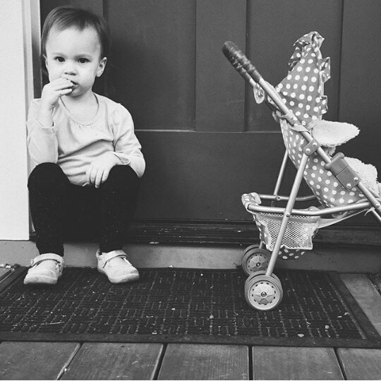"Snacks and her stroller and a bunny" Jana on instagram