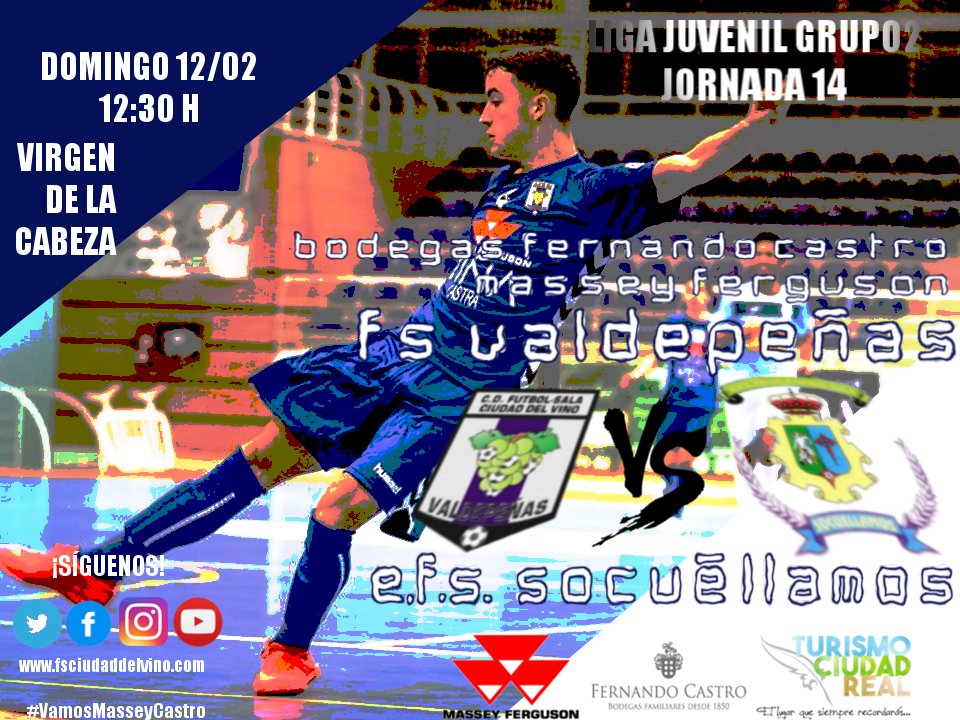 VinaAlbaliFS's tweet photo. |JUVENIL|
 🏆 Jornada 14
 🗓 Domingo 12/02
 ⏰ 12:30 H
 🏟 Virgen de la Cabeza
@FSCiudadDelVino 🆚 @s_futsal 
 #VamosMini #juvenil https://t.co/QCcwR0IQB2