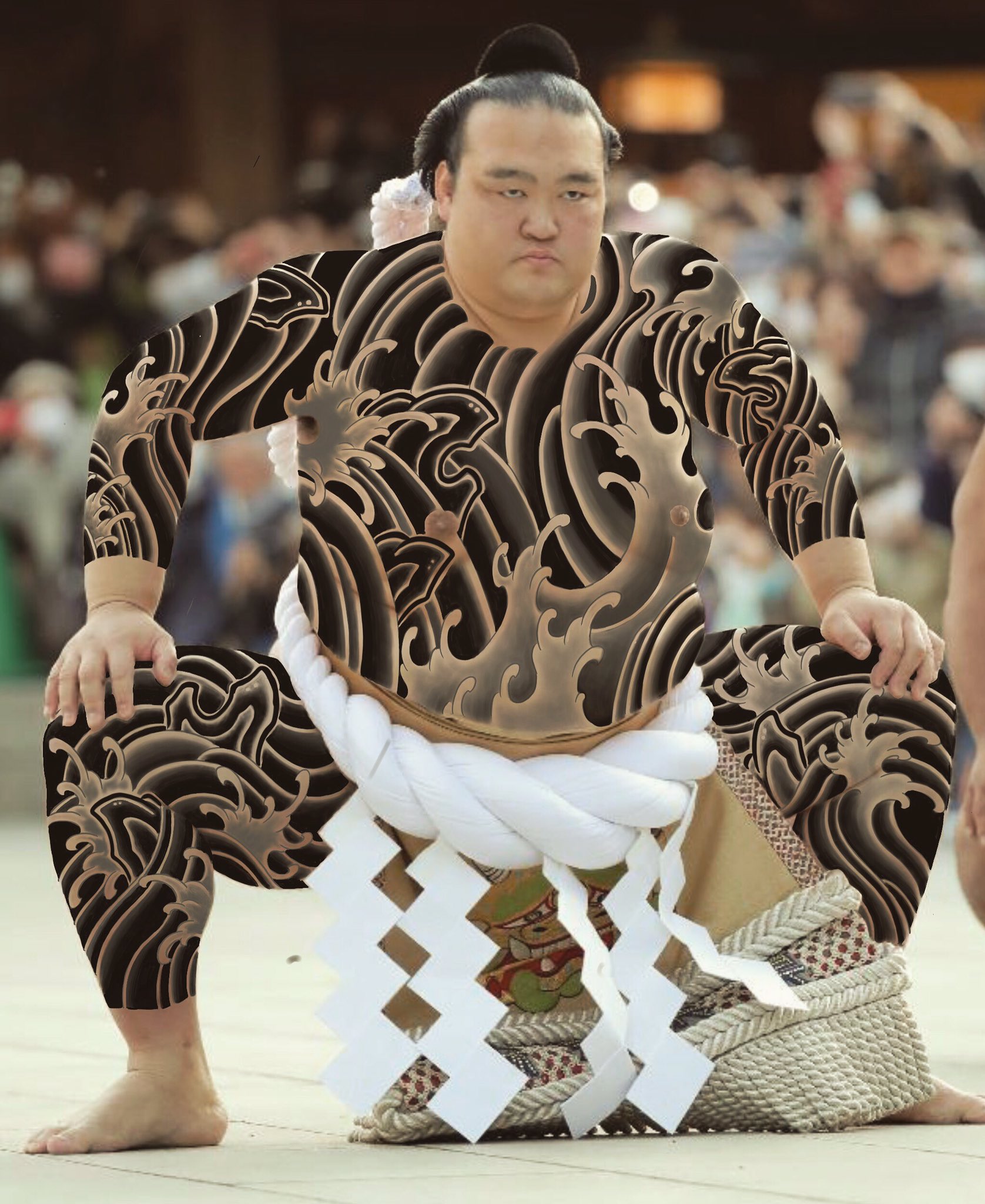 石浦　間垣　大相撲　反物　260cm GAKKIN 彫師　タトゥーアーティスト 大相撲 石浦関に軍鶏紋浴衣 @ishiura_masakatsu #石浦関