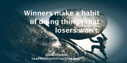 EvanKirstel's tweet image. Winners make a habit of doing things that losers won’t. - @DanVForbes #LeadWithGiants #leadership #coaching