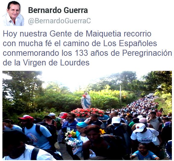 BernardoGuerraC's tweet photo. La mejor guia en tiempos de crisis es la Fe y Hoy en su dia la Virgen de Lourdes guio a nuestra Gente de Maiquetia https://t.co/HZ6pW3R9RM