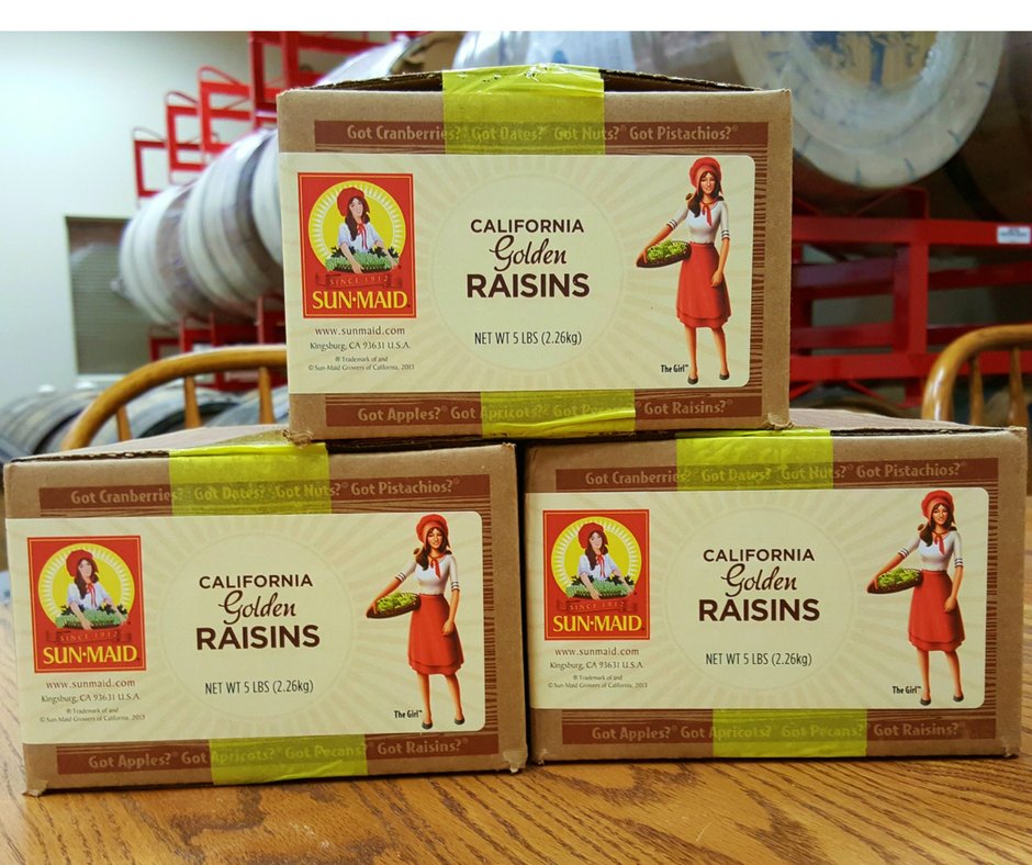 15 pounds of Golden Raisins just arrived at the brewery! What's that Brewer up to??  #GotRaisins #CraftBeer