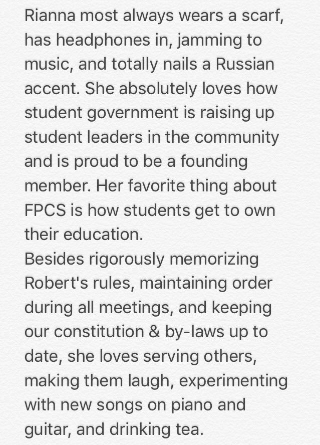 fpsgsocial's tweet photo. We're proud to have Rianna, our parliamentarian, in student government! https://t.co/H4ISXAWYmH