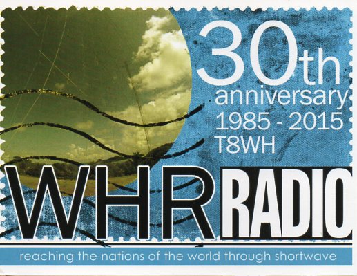 HTIJ0381's tweet photo. #QSL: #WHR World Harvest Radio - #T8WH. 19 Nov 2016, 07:59 UT, 9930 kHz, Japanese. F/D QSL in 13 days. "30th anniversary 1985-2015 T8WH" https://t.co/gqJQpJttRb