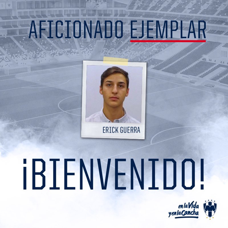 Rayados's tweet photo. ¡Te presentamos a Erick Guerra, nuestro #RayadosEjemplar en el partido de hoy #MTYvsPUM!  Bienvenidos a casa 👏 https://t.co/N3v49CaMqM