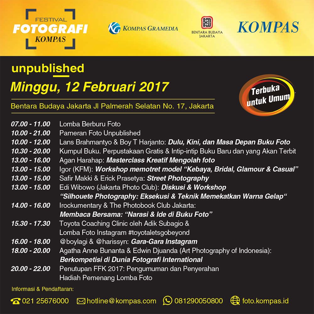 HARI TERAKHIR | #FestivalFotografiKompas #kompasunpubslihed 12 Feb 2017. Monggo merapat