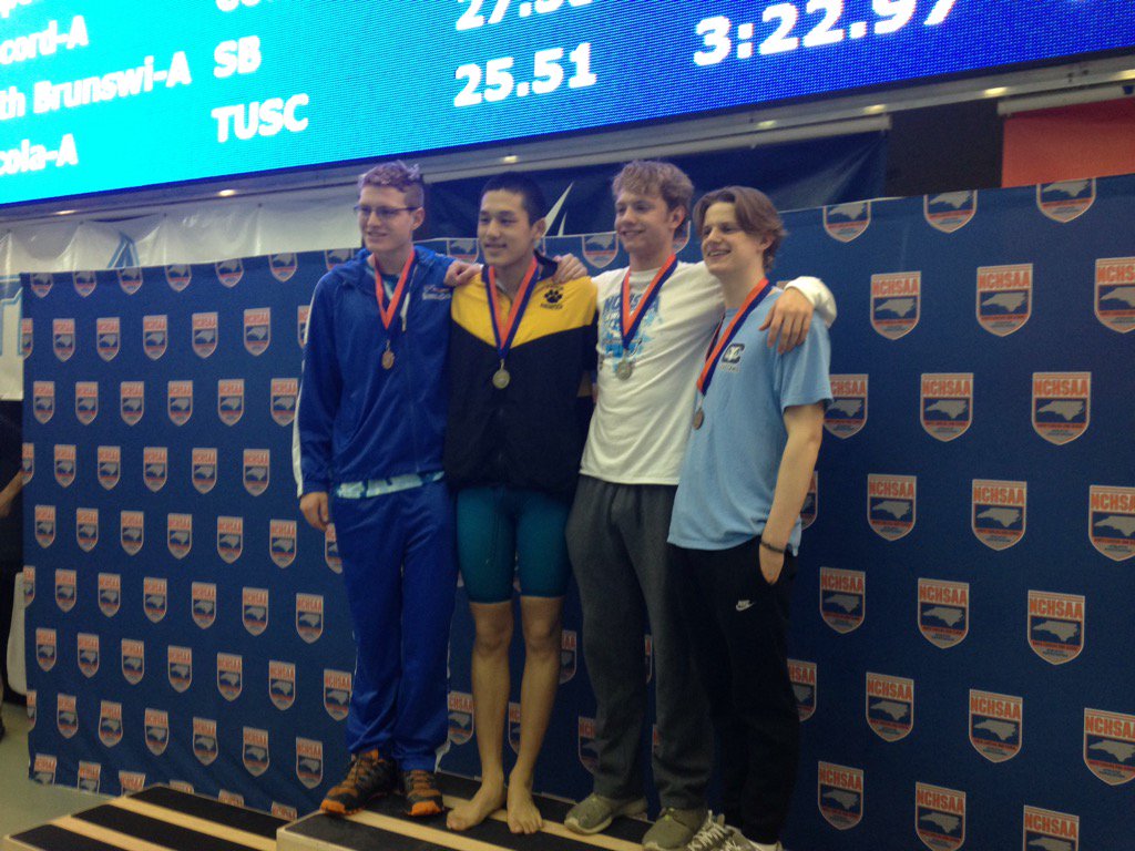 Mitchell Langston with 4th place finish in 100 meter Backstroke at 3A State Championship