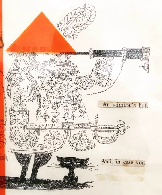 rubylith at work on original interior pages of The Wing on a Flea, a book about shapes, 1962. 