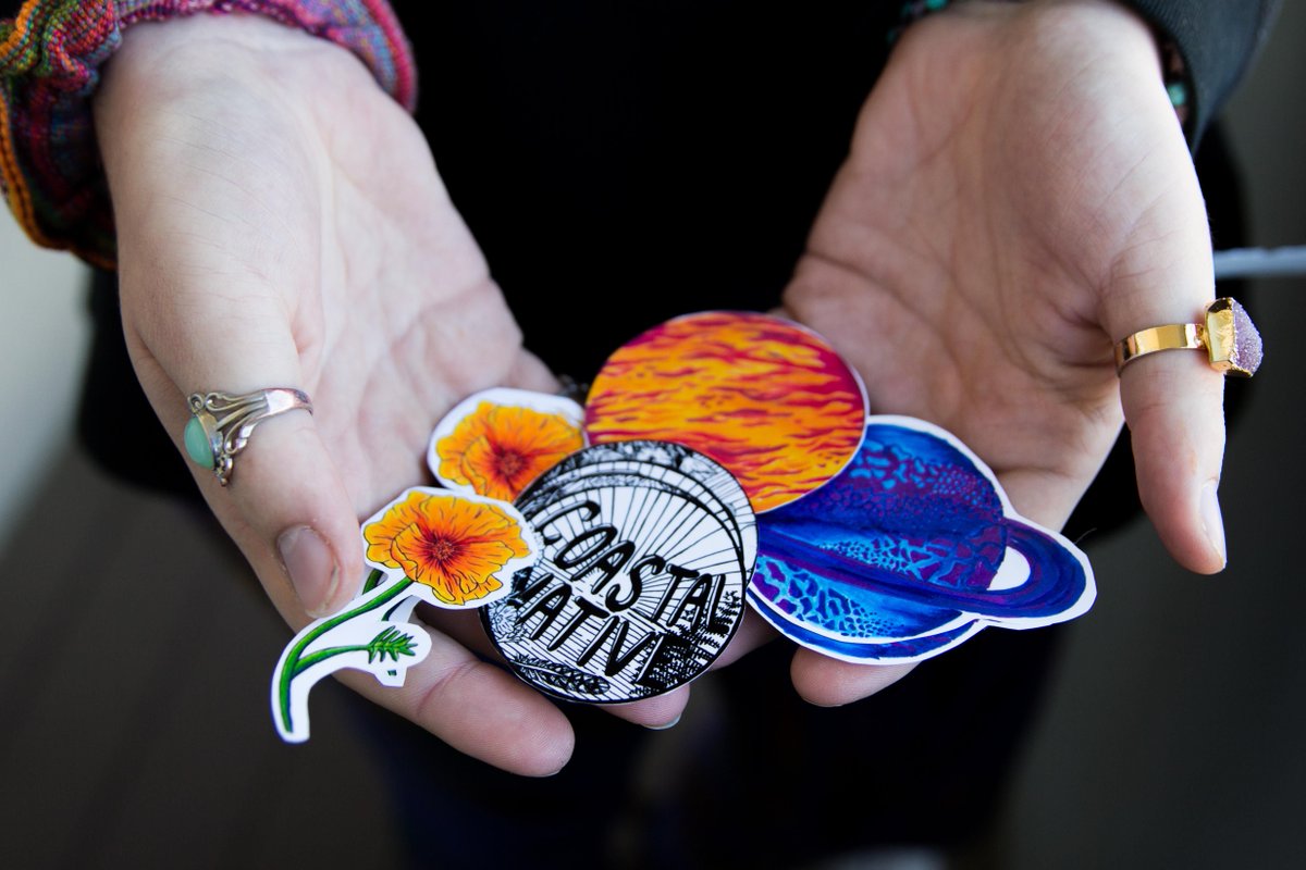 HCCalPoly's tweet photo. Julia Jackson-Clark: The Artist Behind Coastal Native Stickers #art #coastalnative #SLO https://t.co/8aBFHOozux https://t.co/drvxql8xnn