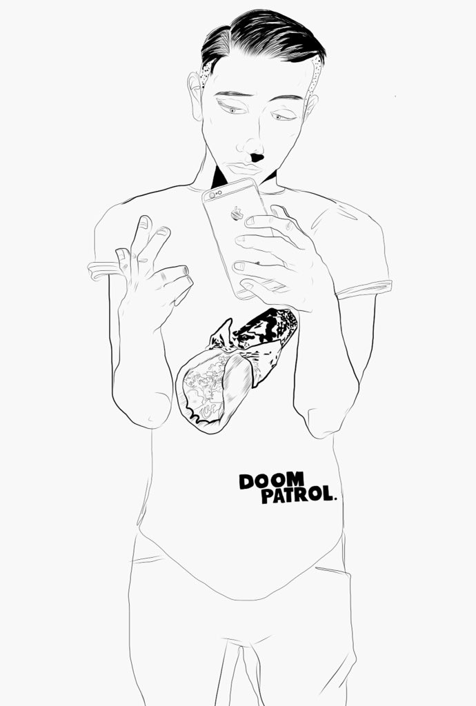 apollo_sketches's tweet photo. New selfie with new tee!!!! Woot woot! 
#doom patrol #dcyounganimal #turnt 
#selfiedrawing #apollosketches
Gyro life! #selfmade https://t.co/PKAtwIOwpX