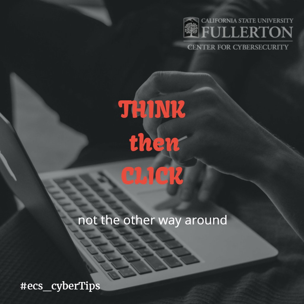 ecs_cyber's tweet photo. Think then click, not the other way around!
#ecs_cyberTips #ecscyber #thinkthenclick #staysafeonline #cybercrime https://t.co/UvxKbysLOt