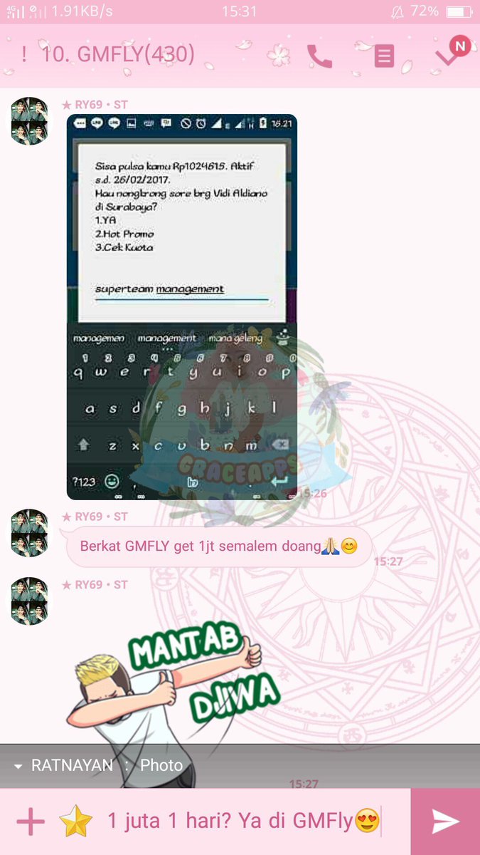 GraceApps_'s tweet photo. REAL TESTI GMFLY 😍
modal 150k untungnya bejibun! 
MAU JUGA? YUK JOIN! PROMO FREE JOIN RESELL IOS ANDRO 😘

ragu? skip ☺️
JOIN=SUKSES 💕 https://t.co/ORuePwnfVC